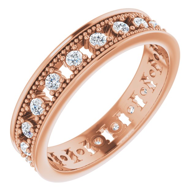 Vintage Style 0.50 ct. Round Diamond Milgrain Accent Eternity Band-VIRABYANI